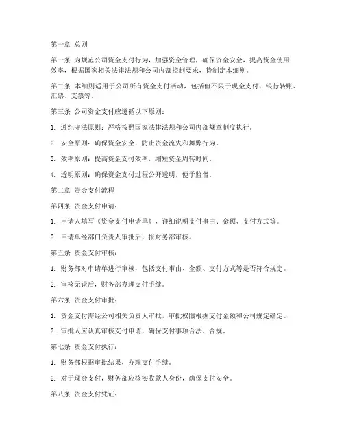 资金支付管理制度细则模板