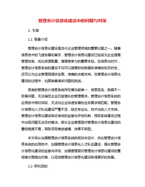 管理会计信息化建设中的问题与对策