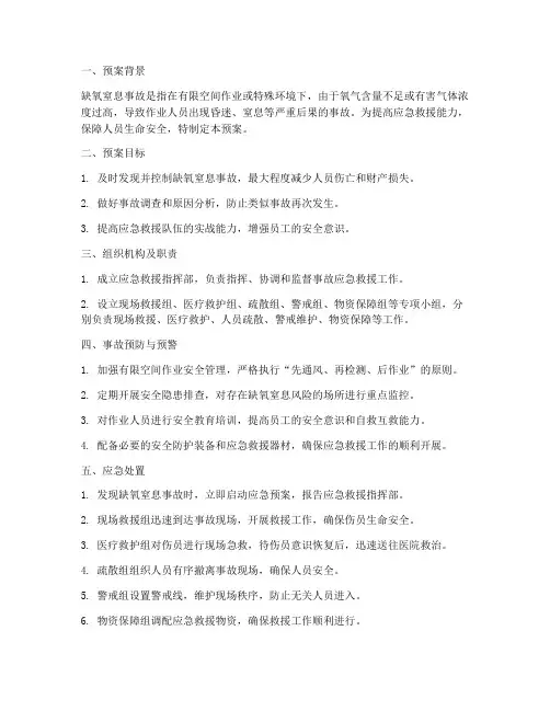 缺氧窒息事故应急救援预案