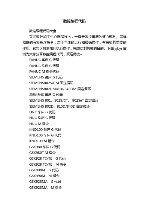 数控编程代码