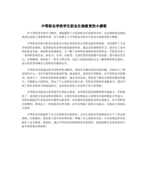 中等职业学校学生职业生涯教育的小感想