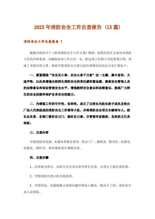 2023年消防安全工作自查报告 (15篇)_1