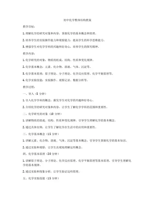 初中化学整体结构教案
