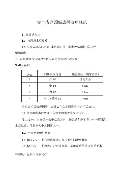湖北省宫颈癌放射治疗规范