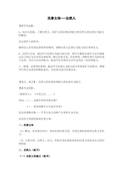 民事主体---自然人