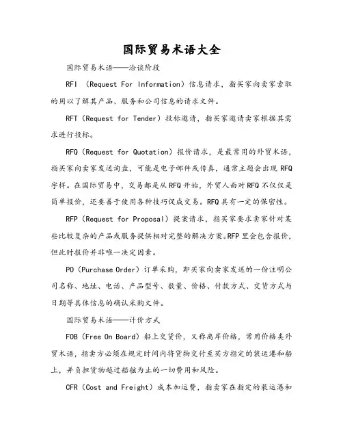 国际贸易术语大全
