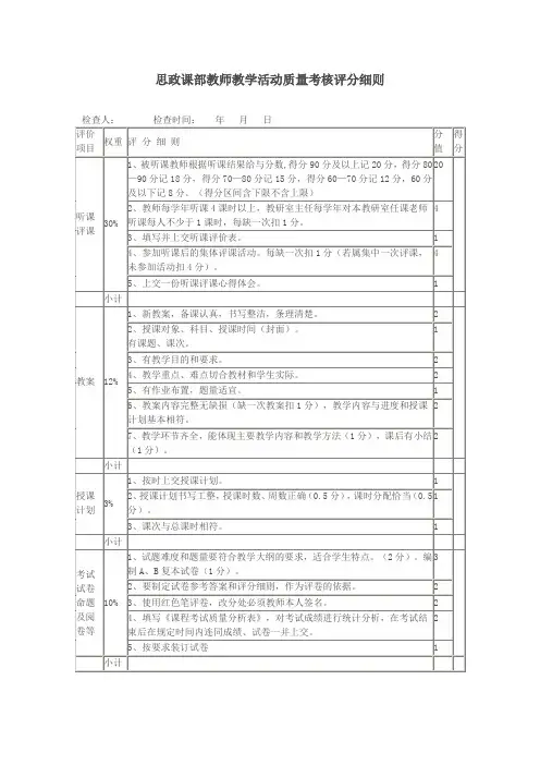 思政课评分细则