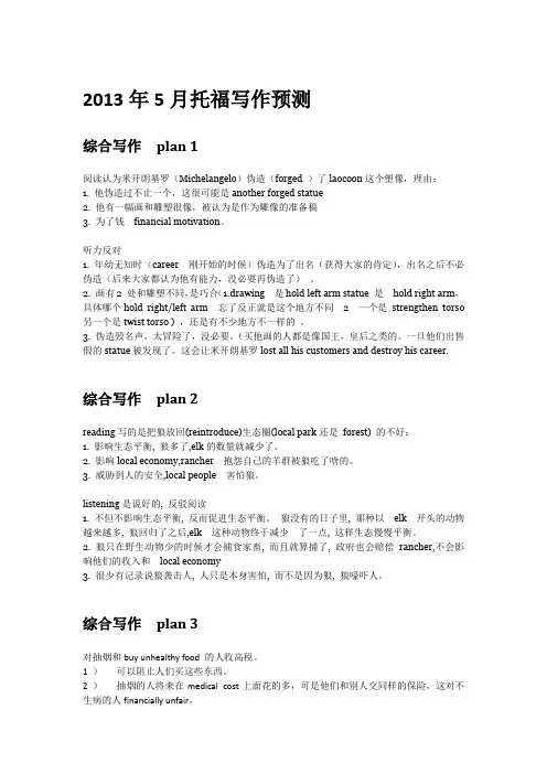 13年5月托福写作预测机经韦晓亮
