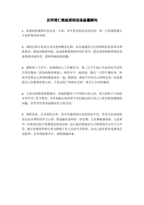 京师博仁张日升教授箱庭疗法温馨的箱庭课程现场