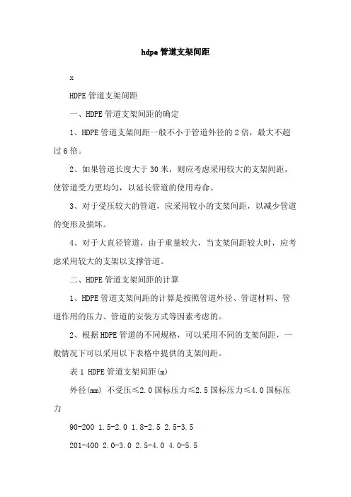 hdpe管道支架间距
