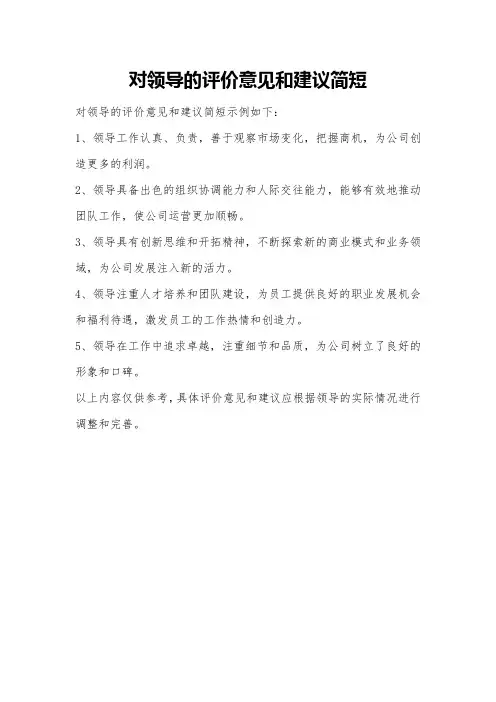 对领导的评价意见和建议简短