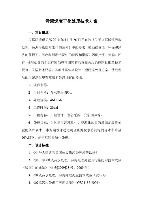 污泥深度干化处理技术方案