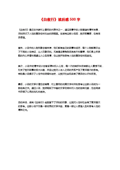 《白夜行》读后感500字