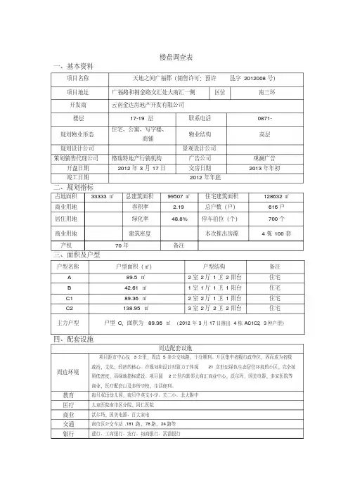 楼盘踩盘报告样本