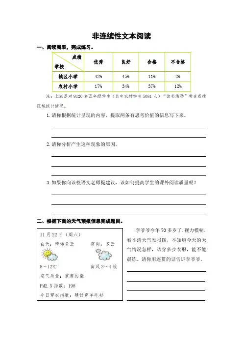 2020统编部编人教版六年级下册语文：非连续性文本阅读(word版)