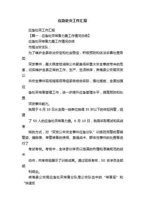 应急处突工作汇报