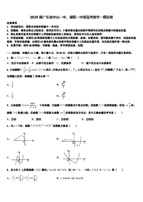 2025届广东省中山一中、潮阳一中等高考数学一模试卷含解析