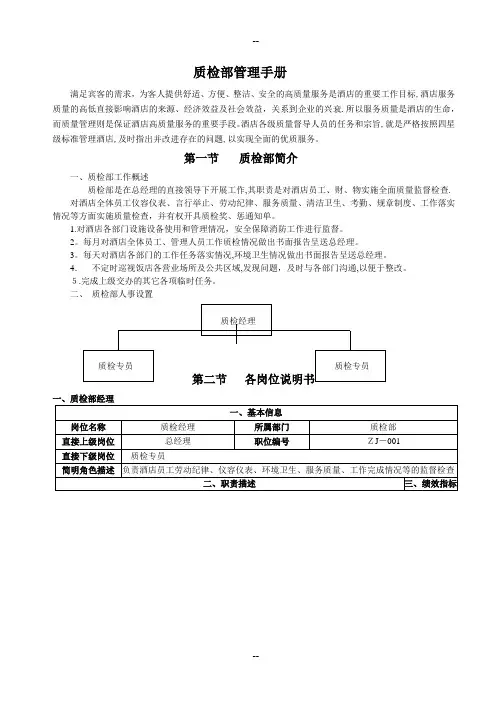 酒店质检部管理手册