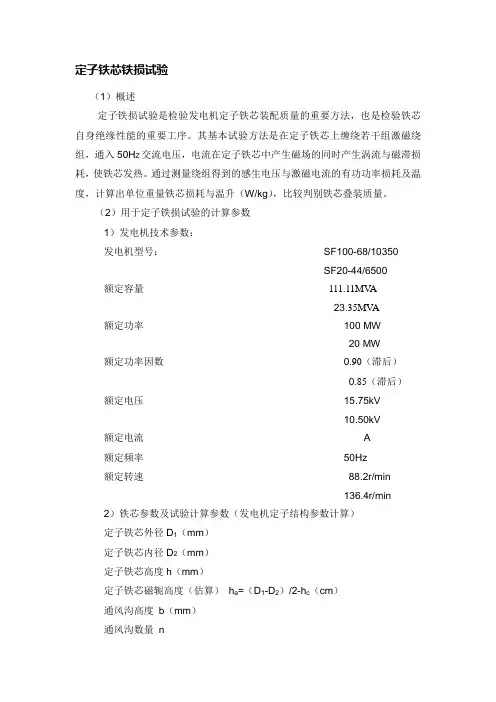 定子铁芯铁损试验