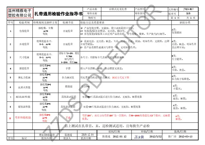 尼龙扎带通用检验作业指导书