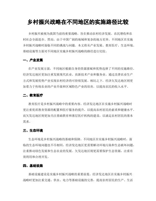 乡村振兴战略在不同地区的实施路径比较