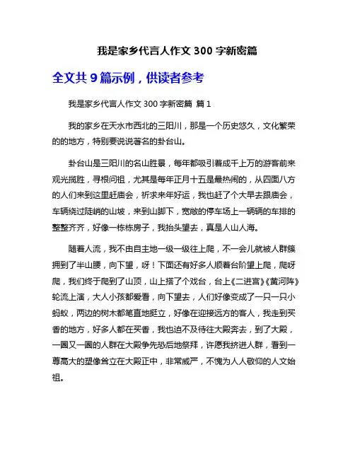 我是家乡代言人作文300字新密篇