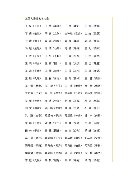 古代人物姓名字大全