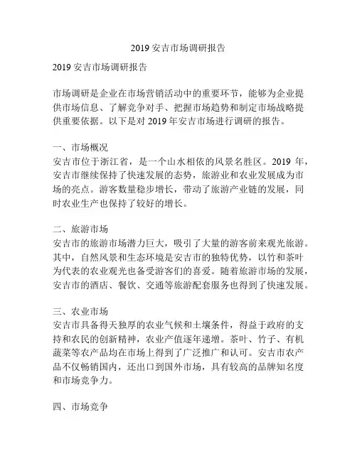 2019安吉市场调研报告