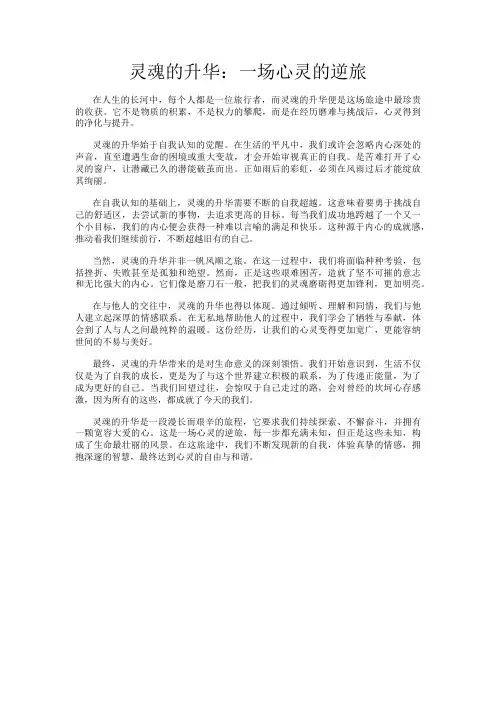 灵魂的升华：一场心灵的逆旅
