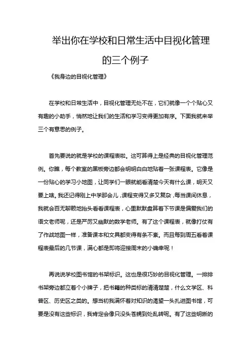 举出你在学校和日常生活中目视化管理的三个例子
