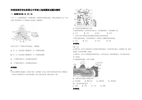 河南省焦作市沁阳第五中学高三地理模拟试题含解析
