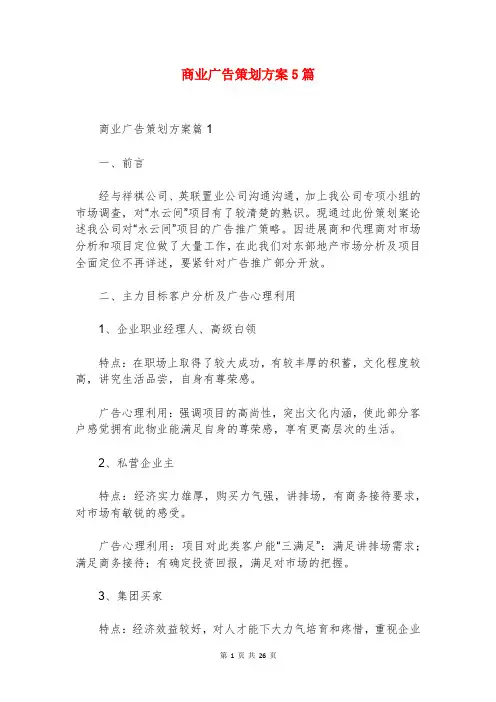 商业广告策划方案5篇
