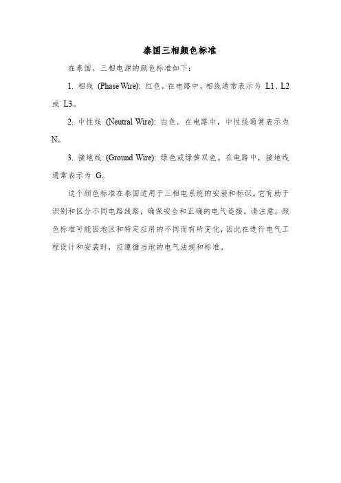 泰国三相颜色标准
