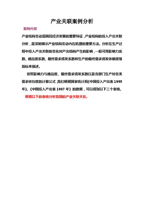 产业关联案例分析