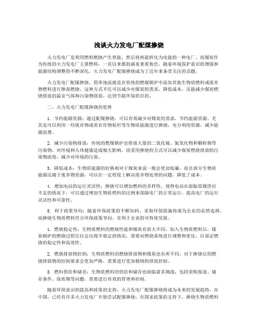 浅谈火力发电厂配煤掺烧