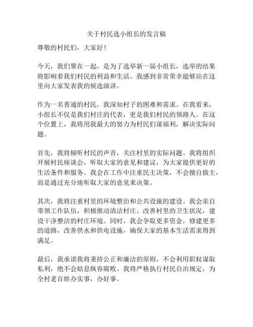 关于村民选小组长的发言稿
