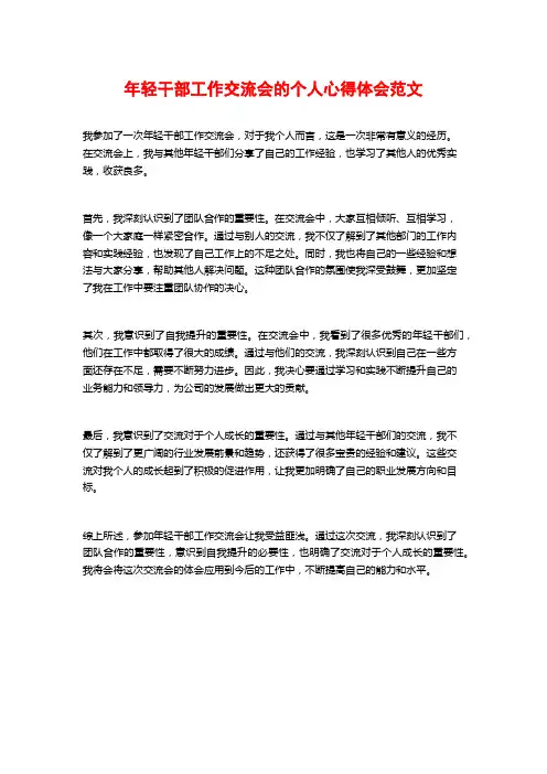 年轻干部工作交流会的个人心得体会范文