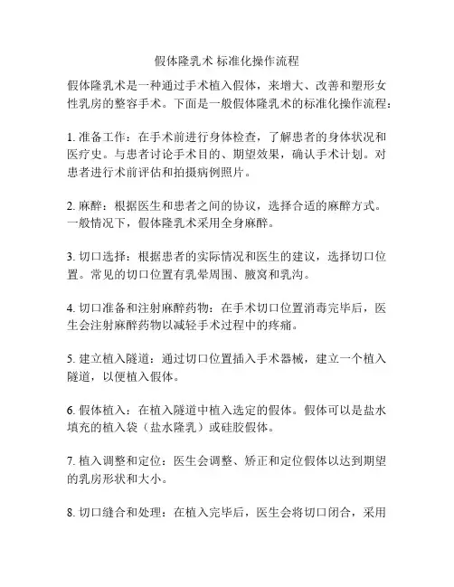 假体隆乳术 标准化操作流程