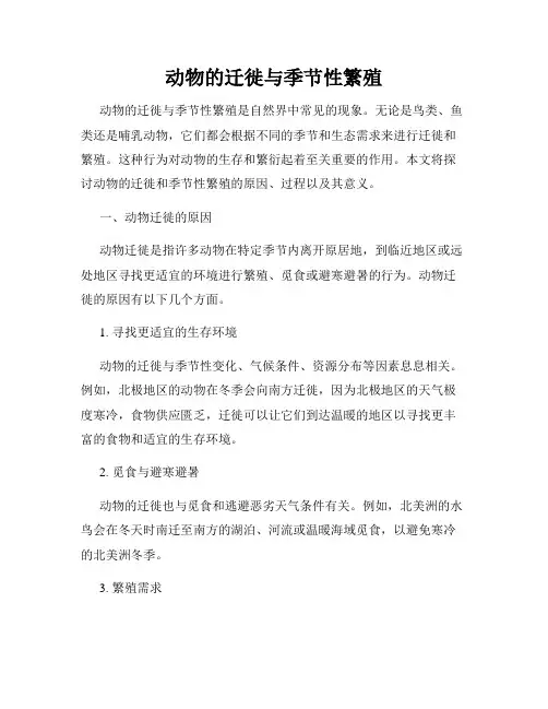 动物的迁徙与季节性繁殖