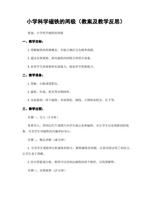 小学科学磁铁的两极(教案及教学反思)