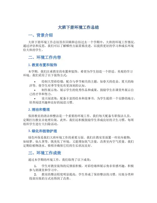 大班下册环境工作总结