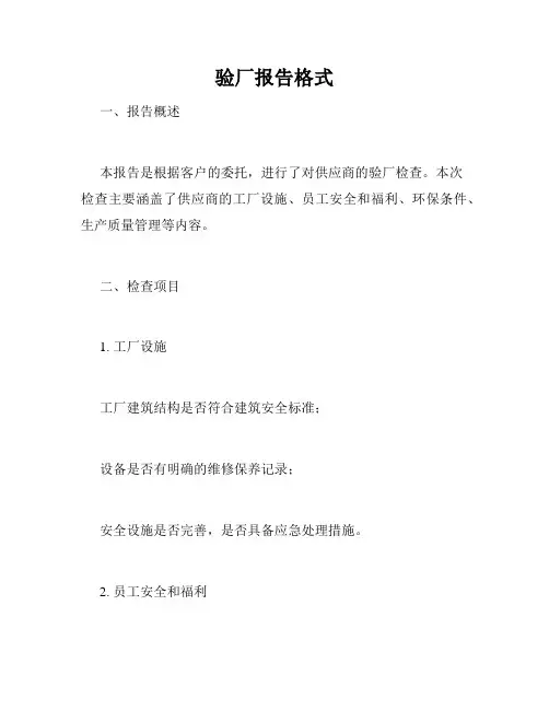 验厂报告格式
