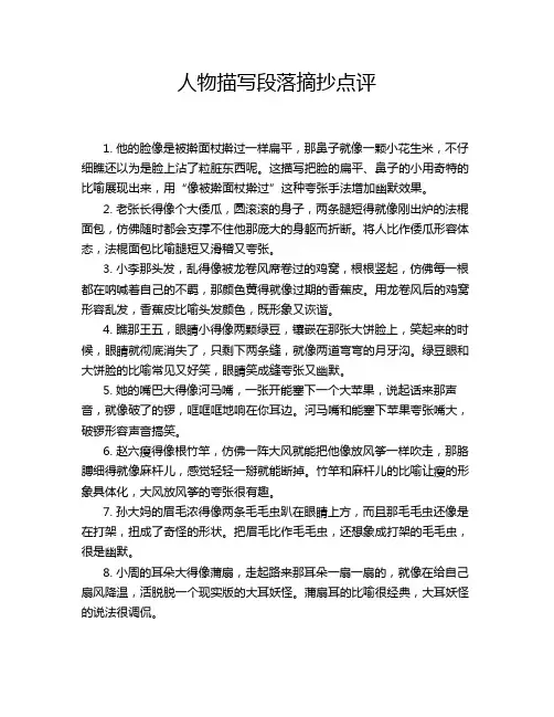 人物描写段落摘抄点评