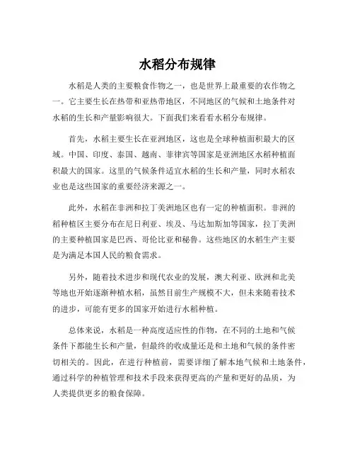 水稻分布规律