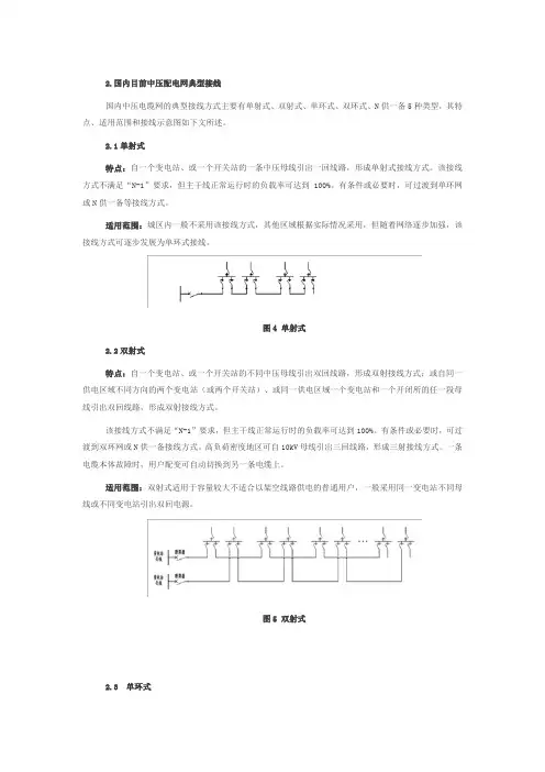 国内目前中压配电网典型接线