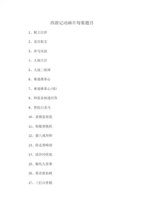 西游记动画片每集题目