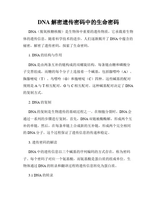 DNA解密遗传密码中的生命密码