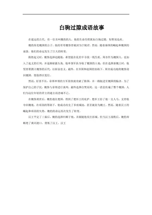 白驹过隙成语故事