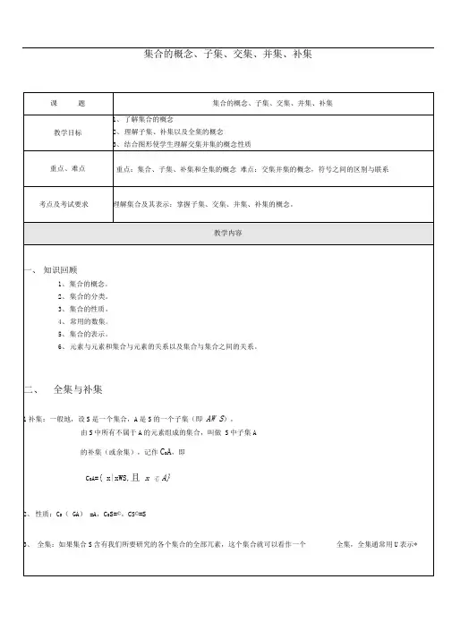 集合的概念、子集、交集、并集、补集 - 文档之家