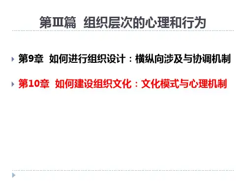 第10章  如何建设组织文化：文化模式与心理机制  (《组织行为学实验实训》PPT课件)